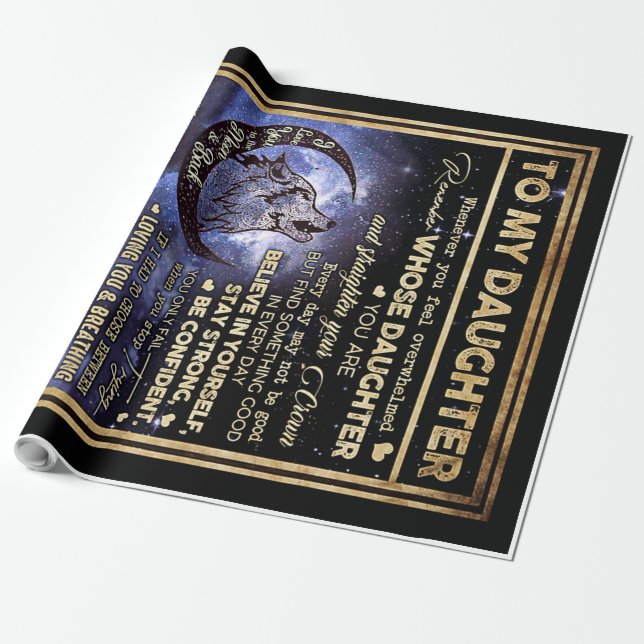 To My Daughter Wolf Birthday Gift, Funny Gift Wrapping Paper (Unrolled)