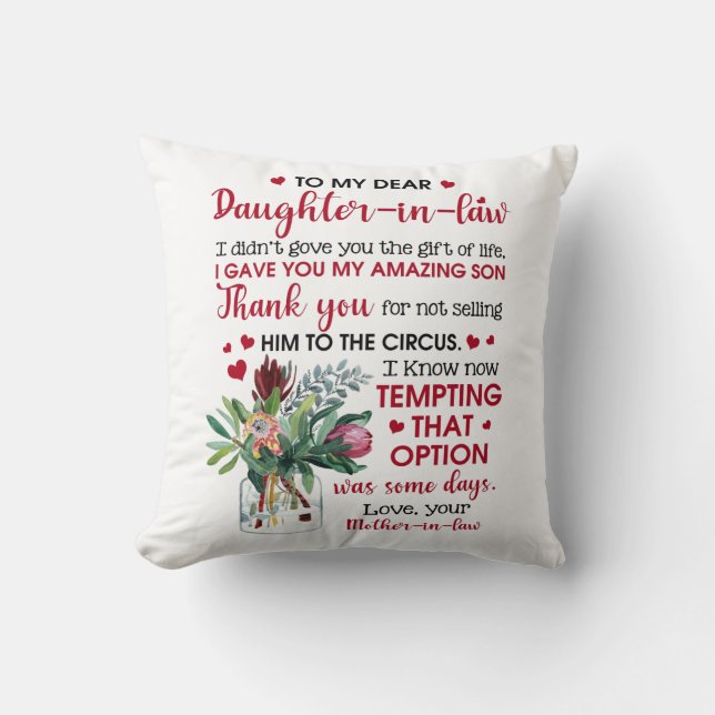 To My Dear Daughter In Law Cushion (Front)