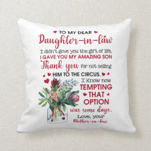 To My Dear Daughter In Law Cushion