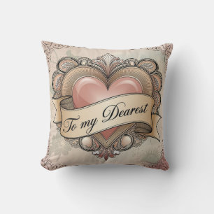 To My Dearest: Ornate Heart Design Cushion