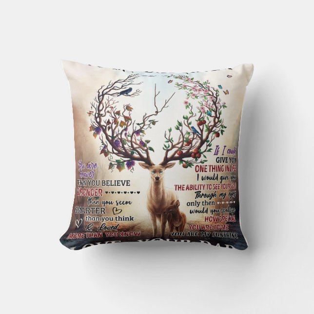 To My Deer Daughter Gift, Daughter Birthday Gift Cushion (Front)