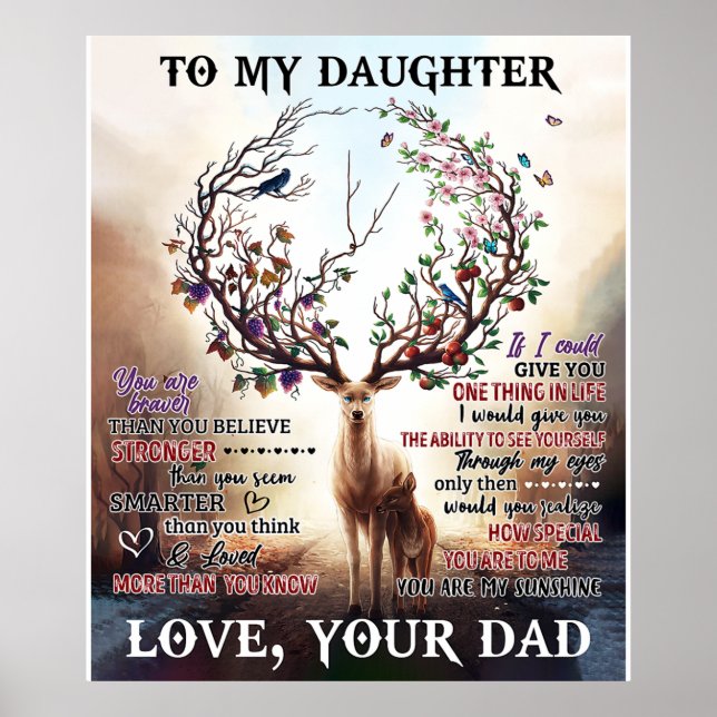 To My Deer Daughter Gift, Daughter Birthday Gift Poster (Front)