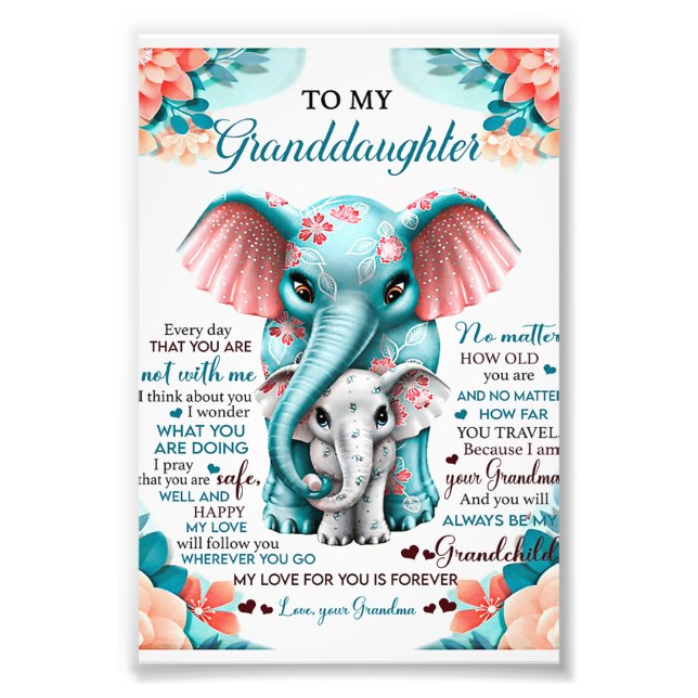 To My Elephant Daughter Gift, Daughter Birthday Photo Print (Front)