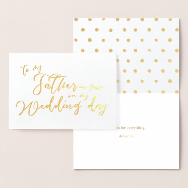 To My Father-in-law On My Wedding Day Foil Card (Display)