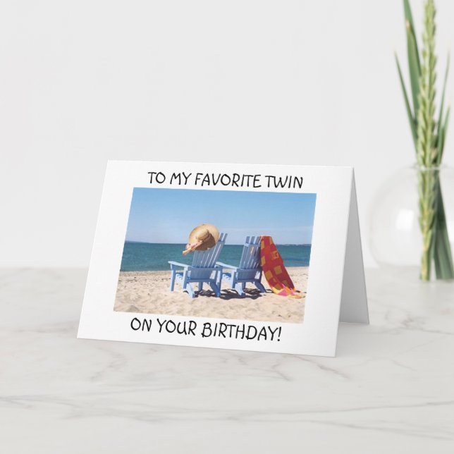 TO MY FAVORITE TWIN ON YOUR BIRTHDAY-AT THE BEACH CARD (Front)