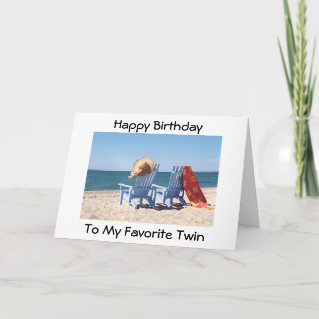 TO MY FAVORITE TWIN ON YOUR BIRTHDAY-AT THE BEACH CARD (Front)