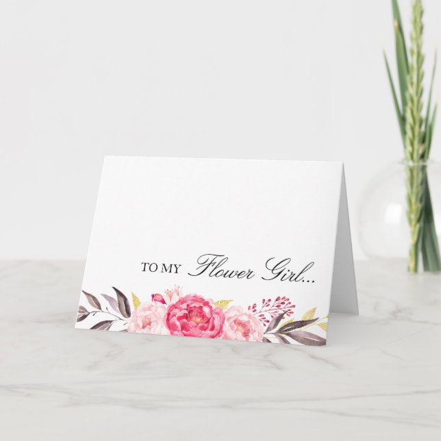 To My Flower Girl, Thank You, Wedding Party Thank You Card (Front)