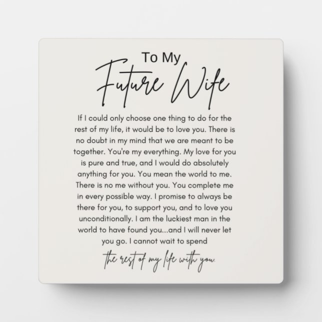 To My Future Wife Plaque (Front)