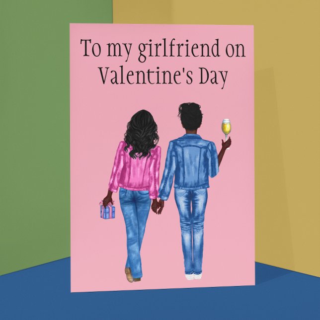 To my Girlfriend on Valentine's Day Watercolor Holiday Card (Creator Uploaded)