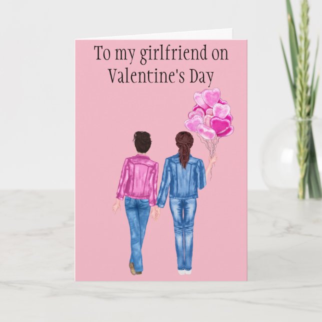 To my Girlfriend on Valentine's Day Watercolor Holiday Card (Front)