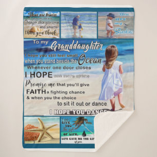 To My Granddaughter Beach And Sea My Sunshine Sherpa Blanket