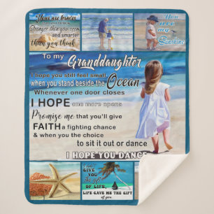 To My Granddaughter Beach And Sea My Sunshine Sherpa Blanket