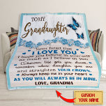 To My Granddaughter Blanket, Personalised Name Fleece Blanket<br><div class="desc">Add a personal touch to the cosiness of this plush fleece blanket. Made to feel incredibly soft to the touch and keep anyone warm on a chilly day, these blankets come in 3x sizes and cover all your needs. Key features : 100% Polyester This extremely strong and durable synthetic fabric...</div>
