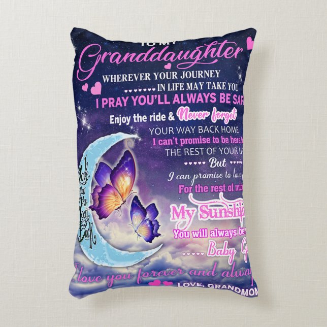 To My Granddaughter Butterflies Birthday Gift Idea Decorative Cushion (Front(Vertical))