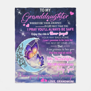 To My Granddaughter Butterflies Birthday Gift Idea Fleece Blanket