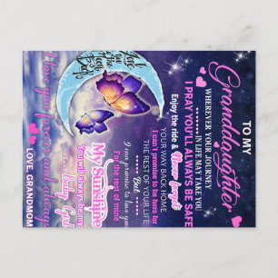 To My Granddaughter Butterflies Birthday Gift Idea Postcard