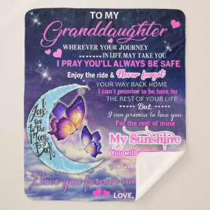 To My Granddaughter Butterflies Birthday Gift Idea Sherpa Blanket