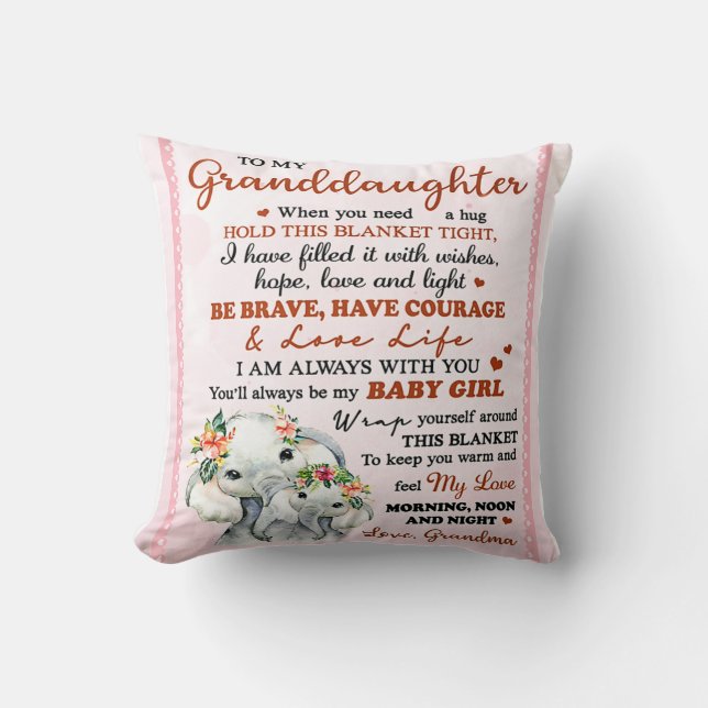 To My Granddaughter Elephant Birthday Gift Idea Cushion (Front)