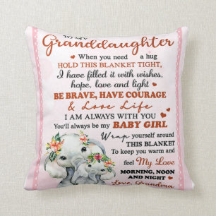 To My Granddaughter Elephant Birthday Gift Idea Cushion