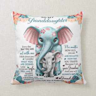 To My Granddaughter Elephant Birthday Gift Idea Cushion