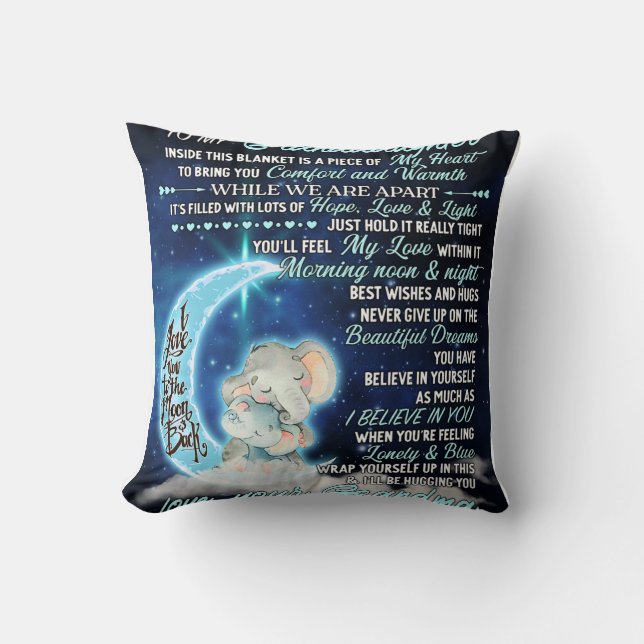 To My Granddaughter Elephant  Birthday Gift Idea Cushion (Front)