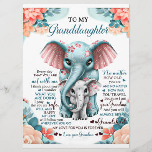 To My Granddaughter Elephant Birthday Gift Idea Menu