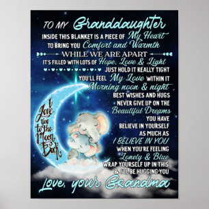 To My Granddaughter Elephant  Birthday Gift Idea Poster