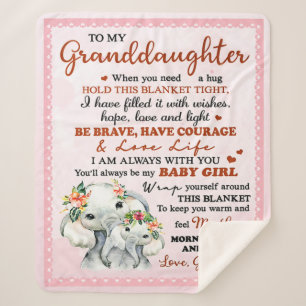 To My Granddaughter Elephant Birthday Gift Idea Sherpa Blanket