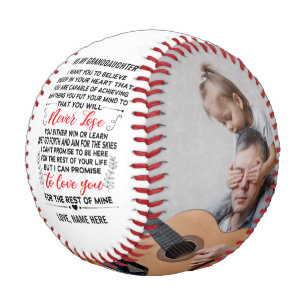 To My Granddaughter From Grandfather Custom Photo Baseball