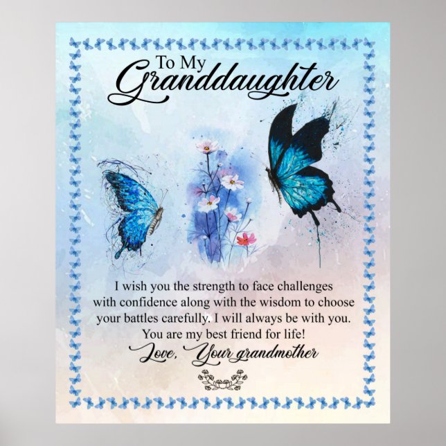 To My Granddaughter From Love Your Grandmother Poster (Front)