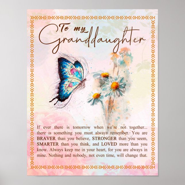 To My Granddaughter Gift,Cute Butterfly Lover Gift Poster (Front)