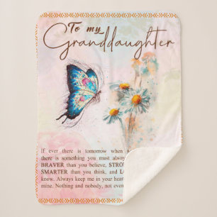 To My Granddaughter Gift,Cute Butterfly Lover Gift Sherpa Blanket