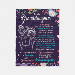 To My Granddaughter Gift From Grandma,Flower Lover Fleece Blanket
