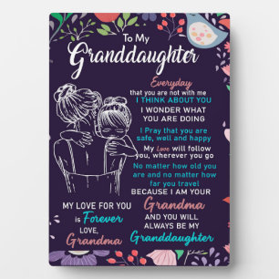 To My Granddaughter Gift From Grandma,Flower Lover Plaque