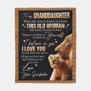 To My Granddaughter Gift From Grandma, Lion Lovers Fleece Blanket