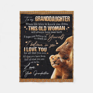To My Granddaughter Gift From Grandma, Lion Lovers Fleece Blanket
