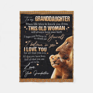 To My Granddaughter Gift From Grandma, Lion Lovers Fleece Blanket