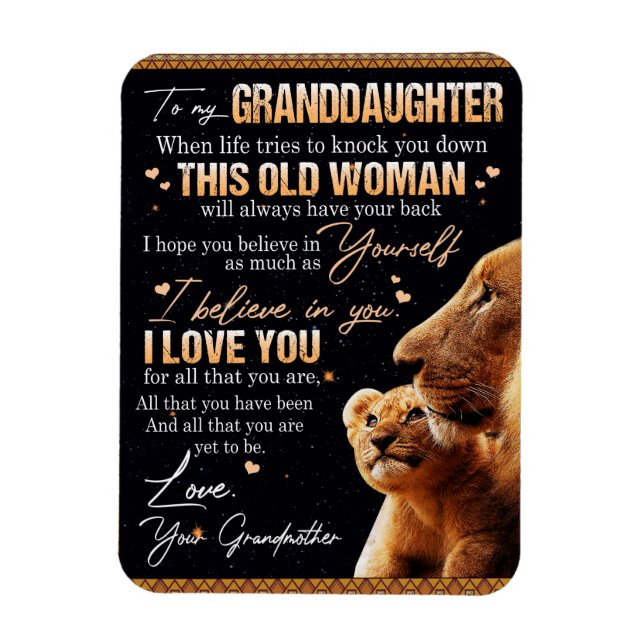 To My Granddaughter Gift From Grandma, Lion Lovers Magnet (Vertical)