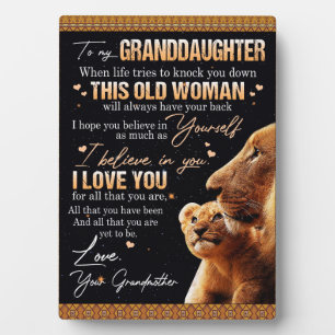 To My Granddaughter Gift From Grandma, Lion Lovers Plaque