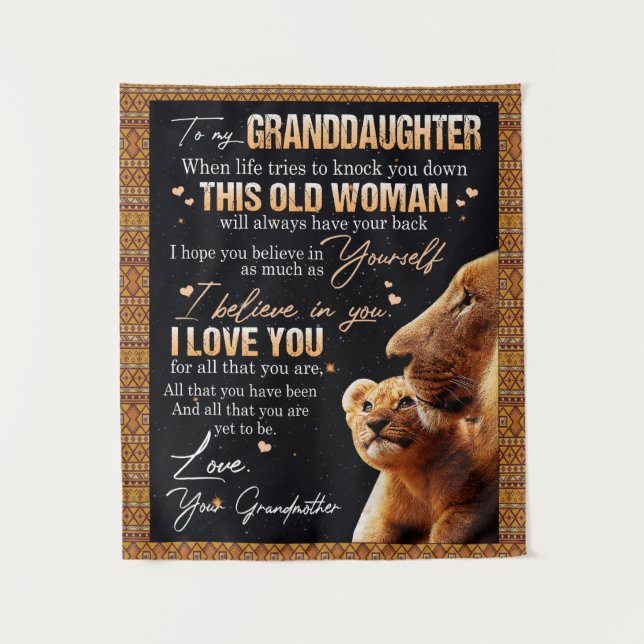 To My Granddaughter Gift From Grandma, Lion Lovers Tapestry (Front)