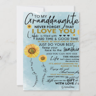 To My Granddaughter Gift, Grandkids Birthday Gift Holiday Card
