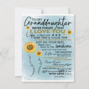 To My Granddaughter Gift, Grandkids Birthday Gift Invitation