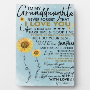 To My Granddaughter Gift, Grandkids Birthday Gift Plaque