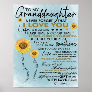 To My Granddaughter Gift, Grandkids Birthday Gift Poster