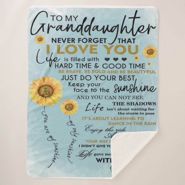 To My Granddaughter Gift, Grandkids Birthday Gift Sherpa Blanket (Front)