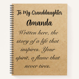 To my granddaughter personalised notebook journal