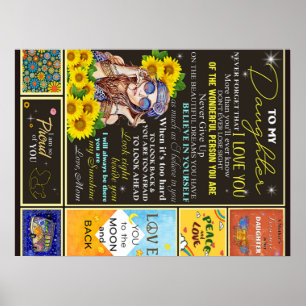 To My Granddaughter Sunflower Birthday Gift Idea Poster