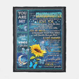 To My Granddaughter Sunflower Gift, Baby Gift Fleece Blanket