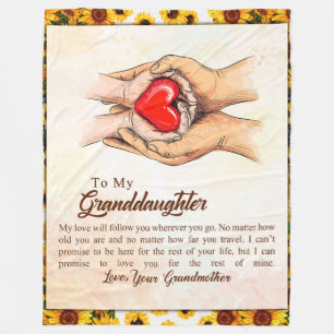 To My Granddaughter Sunflower Gift From Grandma Fleece Blanket