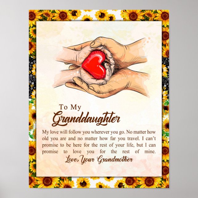 To My Granddaughter Sunflower Gift From Grandma Poster (Front)
